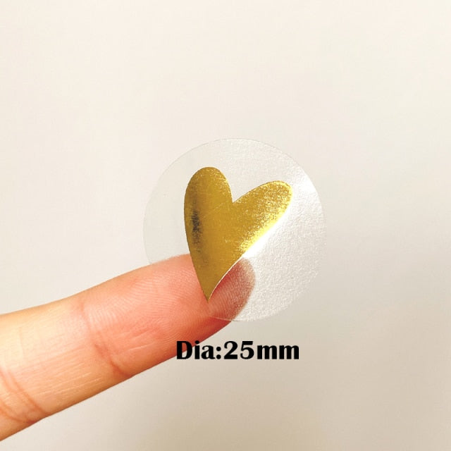 160pcs/Lot Round Bronzing Heart  gift seal label Adhesive Kraft Seal Sticker for Baking Stickers Funny DIY work