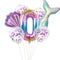Little Mermaid Party Balloons 32inch Number Foil Balloon Kids Birthday Party Decoration Supplies Baby Shower Decor Helium Globos