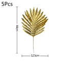 5/10pcs Artificial Gold Green Turtle Leaf Scattered Tail Leaf Fake Silk Plant For Wedding Birthday Party Home Decor Palm Leaves