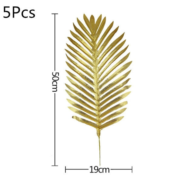 5/10pcs Artificial Gold Green Turtle Leaf Scattered Tail Leaf Fake Silk Plant For Wedding Birthday Party Home Decor Palm Leaves