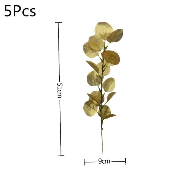 5/10pcs Artificial Gold Green Turtle Leaf Scattered Tail Leaf Fake Silk Plant For Wedding Birthday Party Home Decor Palm Leaves