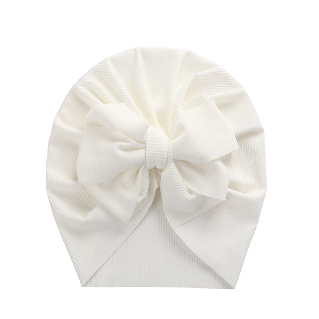 Solid Ribbed Bunny Knot Turban Hats for Baby Boys Girls Beanies Striped Thin Elastic Caps Bonnet Newborn Toddler 0-4T Headwraps