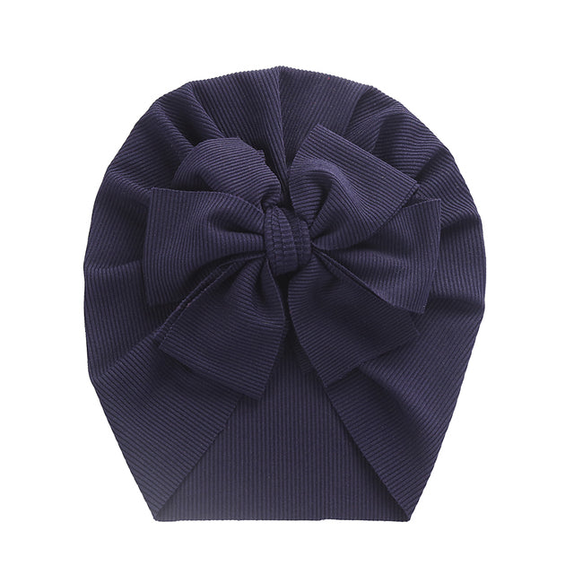 Solid Ribbed Bunny Knot Turban Hats for Baby Boys Girls Beanies Striped Thin Elastic Caps Bonnet Newborn Toddler 0-4T Headwraps