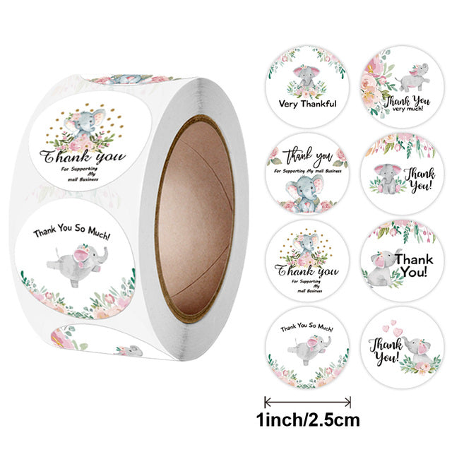 Thank You Stickers Labels Seals Thank You for Supporting My Small Business Stickers Roll Round Kraft Pink Black Labels For Shop