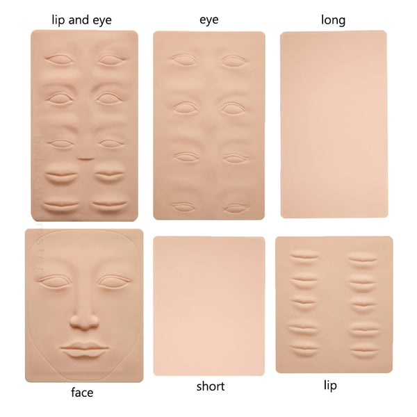 3D Silicone Permanent Makeup Tattoo Training Practice Fake Skin Blank Eye Lips Face For Microblading Tattoo Machine Beginner 1p