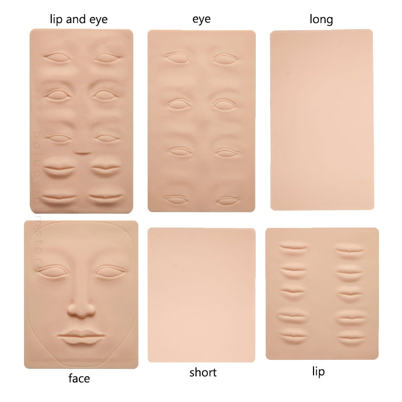 3D Silicone Permanent Makeup Tattoo Training Practice Fake Skin Blank Eye Lips Face For Microblading Tattoo Machine Beginner 1p