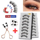 VISIBLE 8PCS 5 Magnets 3D Magnetic False Eyelashes Lasting Handmade Natural Artificial Mink Faux Cils Magnétique with Tweezers