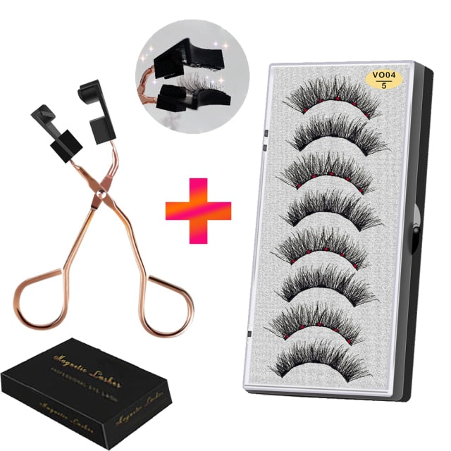 VISIBLE 8PCS 5 Magnets 3D Magnetic False Eyelashes Lasting Handmade Natural Artificial Mink Faux Cils Magnétique with Tweezers