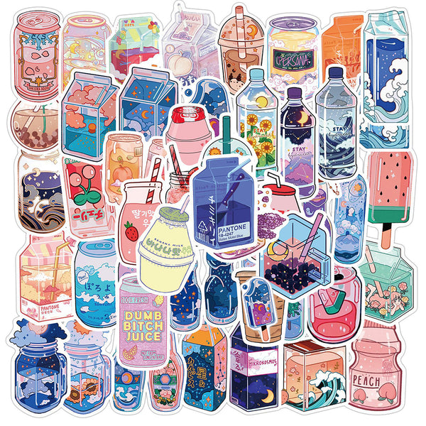 10/30/50PCS INS Style Cute Drink Cartoon Stickers Laptop Guitar Luggage Fridge Waterproof Graffiti Sticker Decal Kid Classic Toy