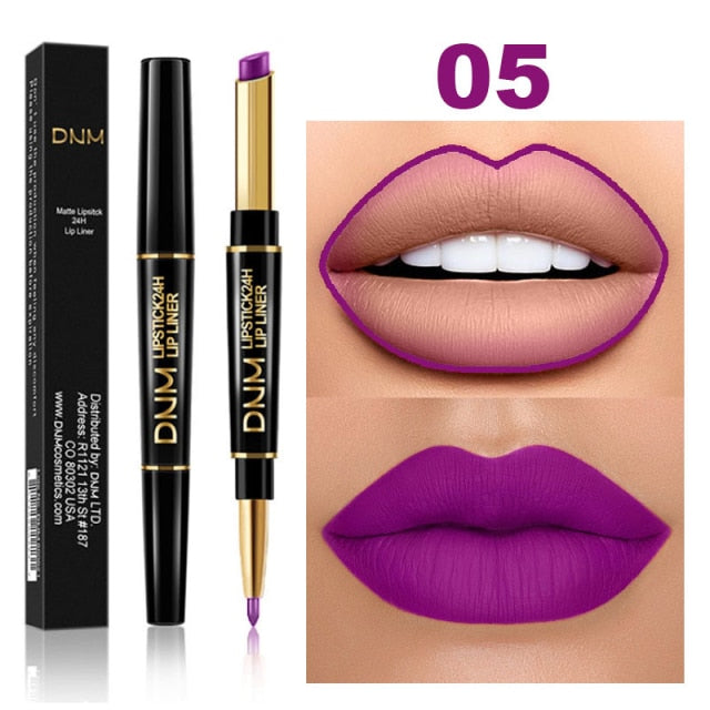2 IN 1  Lip Liner Waterproof Matte Lipstick Pencil Contour Tint Sexy Red Matte Long Lasting Moisturizer Lipliner Cosmetics TSLM1