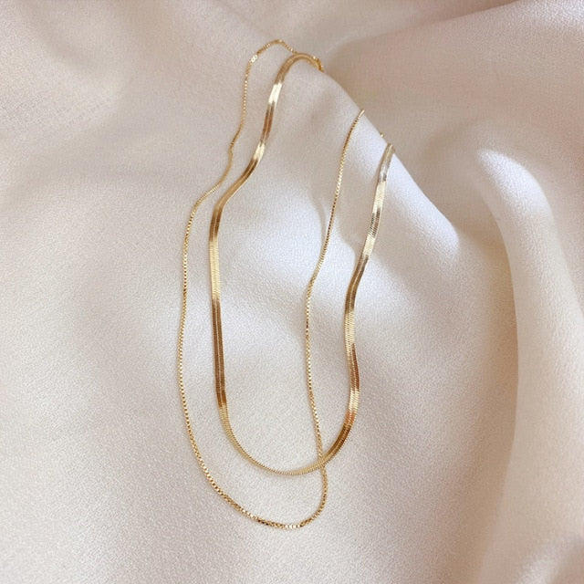 2020 High Quality Korean 14k Gold Plated Fine Jewelry Women Fairy Double Chains Necklaces for Female Star Moon Pendant Mom Gifts