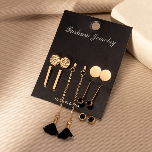 Women's Earrings Set Retro Korean Geometric Stud Earrings for Women Korean Gold Small Metal Pearl Earring 2021 Trend Jewelry