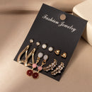 Women's Earrings Set Retro Korean Geometric Stud Earrings for Women Korean Gold Small Metal Pearl Earring 2021 Trend Jewelry