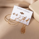 Women's Earrings Set Retro Korean Geometric Stud Earrings for Women Korean Gold Small Metal Pearl Earring 2021 Trend Jewelry