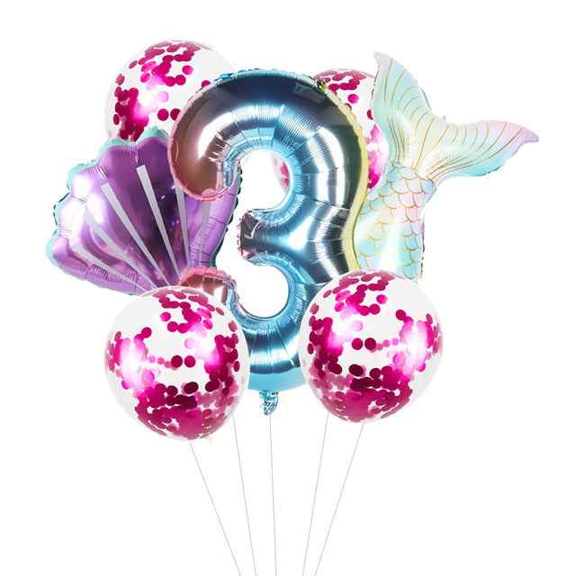 Mermaid Tail Balloons Sea Shells Balloons Helium Ball for Birthday Baby Shower Summer Beach Mermaid Under the sea Party Supplies