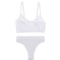 Women Bra Set Sexy Lingerie Female Underwear Bralette Ribbed Tops Girls Fashion Brassiere Basic Stretchy Tank Crop Tops Suit