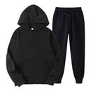 Tracksuit Men Fashion Hoodies Men Suits Solid Sets Men Sweatshirts+Sweatpants Spring Autumn Fleece Hooded Pullover 2 Pieces Set