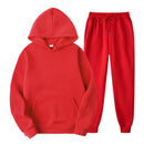 Tracksuit Men Fashion Hoodies Men Suits Solid Sets Men Sweatshirts+Sweatpants Spring Autumn Fleece Hooded Pullover 2 Pieces Set