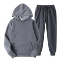 Tracksuit Men Fashion Hoodies Men Suits Solid Sets Men Sweatshirts+Sweatpants Spring Autumn Fleece Hooded Pullover 2 Pieces Set