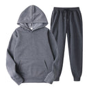 Tracksuit Men Fashion Hoodies Men Suits Solid Sets Men Sweatshirts+Sweatpants Spring Autumn Fleece Hooded Pullover 2 Pieces Set
