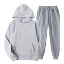 Tracksuit Men Fashion Hoodies Men Suits Solid Sets Men Sweatshirts+Sweatpants Spring Autumn Fleece Hooded Pullover 2 Pieces Set