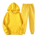 Tracksuit Men Fashion Hoodies Men Suits Solid Sets Men Sweatshirts+Sweatpants Spring Autumn Fleece Hooded Pullover 2 Pieces Set