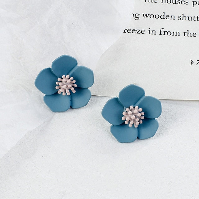 AENSOA Korean Blue Geometric Acrylic Resin Earrings Simple Round Square Circle Drop Dangle Earrings for Women Girl Party Jewelry