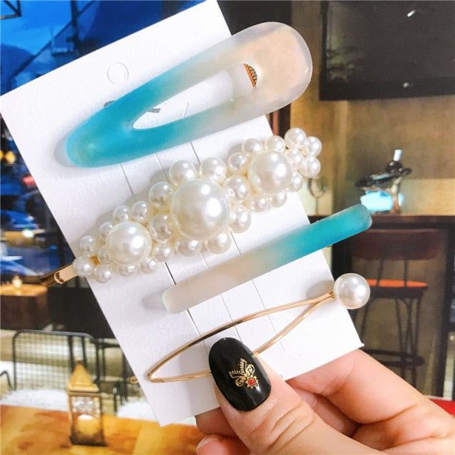 4pcs/set Women Hair Accessories Jewelry Korean Simulation Pearl Barrette Love Hearts Hair Clips For Girls Pink Hairpins 2020 New