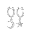 925 Sterling Silver Earrings Gold Color cross Moon Star CZ Zircon Small Circle Huggie Hoop Earrings For Women Fine jewelry