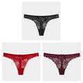 3Pcs/Lot Sexy Lace Thong Low Waist Lace Transparent Panties Women Hollow out Breathable G String Briefs Bow Underwear Lingerie