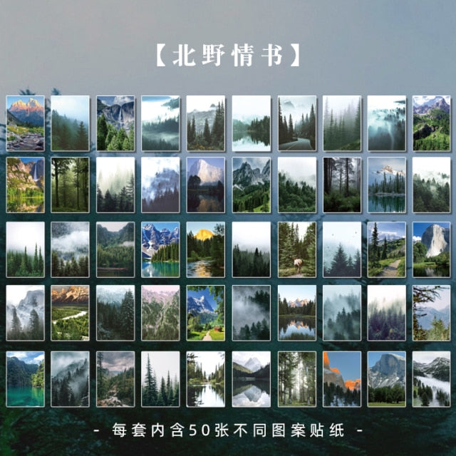 50pcs/plant landscape stationery stickers writable butterfly stickers bullet diary Korea stationery stickers aesthetics