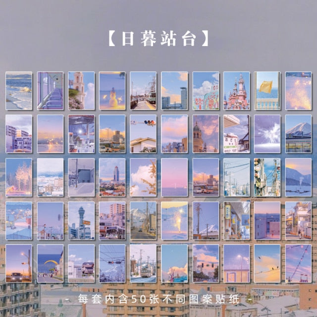 50pcs/plant landscape stationery stickers writable butterfly stickers bullet diary Korea stationery stickers aesthetics