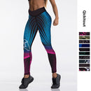 Qickitout 12%spandex Sexy High Waist Elasticity Women Digital Printed Leggings Push Up Strength Pants