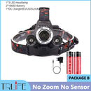 Powerful LED Headlight headlamp 5LED T6 Head Lamp Sensor Flashlight Torch head light 18650 battery Best For Camping, fishing