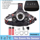 Powerful LED Headlight headlamp 5LED T6 Head Lamp Sensor Flashlight Torch head light 18650 battery Best For Camping, fishing