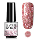 LILYCUTE 7ML Semi-transparent Nail Gel Rose Gold Nude Color Glitter Gel Soak Off UV Led Nail Gel Polish Nail Art Varnishes
