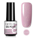 LILYCUTE 7ML Semi-transparent Nail Gel Rose Gold Nude Color Glitter Gel Soak Off UV Led Nail Gel Polish Nail Art Varnishes
