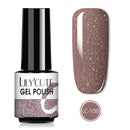 LILYCUTE 7ML Semi-transparent Nail Gel Rose Gold Nude Color Glitter Gel Soak Off UV Led Nail Gel Polish Nail Art Varnishes