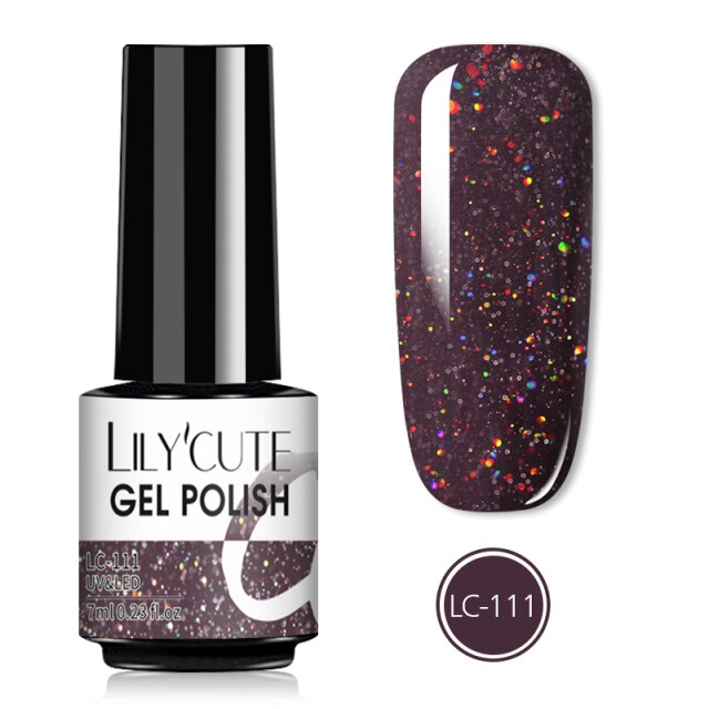 LILYCUTE 7ML Semi-transparent Nail Gel Rose Gold Nude Color Glitter Gel Soak Off UV Led Nail Gel Polish Nail Art Varnishes