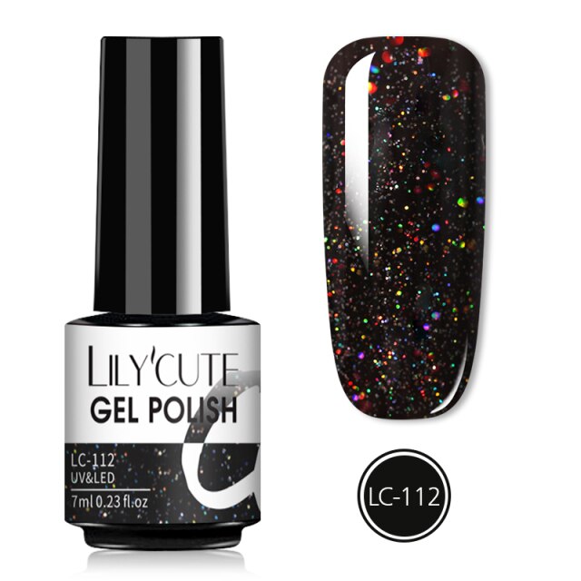 LILYCUTE 7ML Semi-transparent Nail Gel Rose Gold Nude Color Glitter Gel Soak Off UV Led Nail Gel Polish Nail Art Varnishes