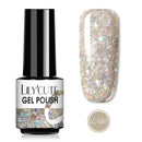 LILYCUTE 7ML Semi-transparent Nail Gel Rose Gold Nude Color Glitter Gel Soak Off UV Led Nail Gel Polish Nail Art Varnishes