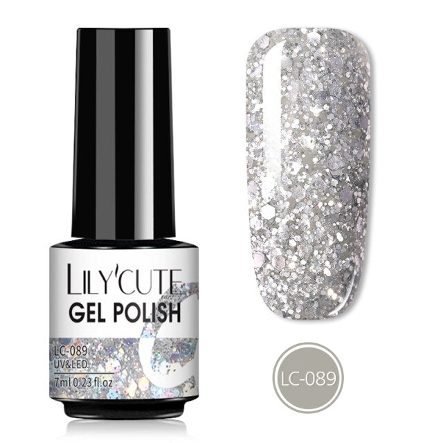 LILYCUTE 7ML Semi-transparent Nail Gel Rose Gold Nude Color Glitter Gel Soak Off UV Led Nail Gel Polish Nail Art Varnishes