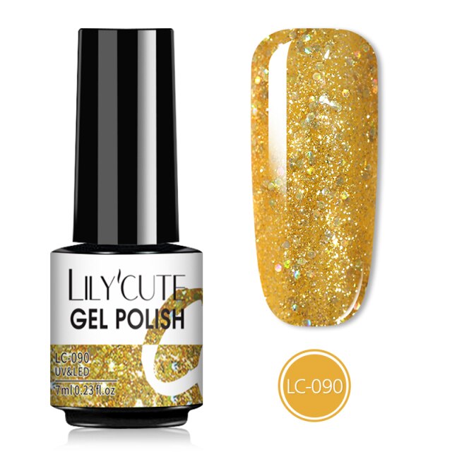 LILYCUTE 7ML Semi-transparent Nail Gel Rose Gold Nude Color Glitter Gel Soak Off UV Led Nail Gel Polish Nail Art Varnishes