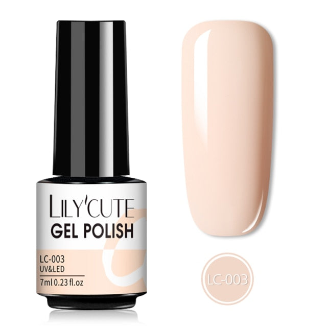 LILYCUTE 7ML Semi-transparent Nail Gel Rose Gold Nude Color Glitter Gel Soak Off UV Led Nail Gel Polish Nail Art Varnishes