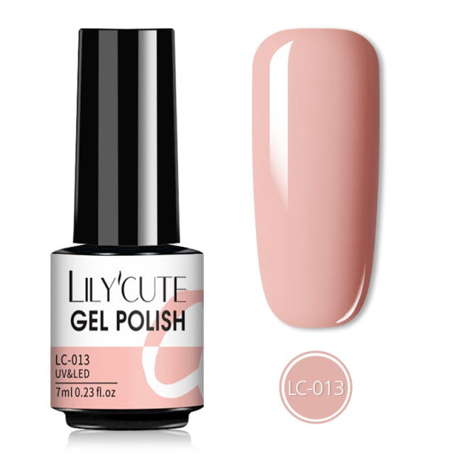 LILYCUTE 7ML Semi-transparent Nail Gel Rose Gold Nude Color Glitter Gel Soak Off UV Led Nail Gel Polish Nail Art Varnishes
