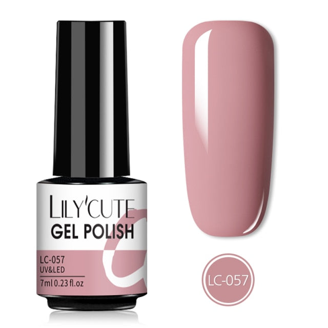 LILYCUTE 7ML Semi-transparent Nail Gel Rose Gold Nude Color Glitter Gel Soak Off UV Led Nail Gel Polish Nail Art Varnishes