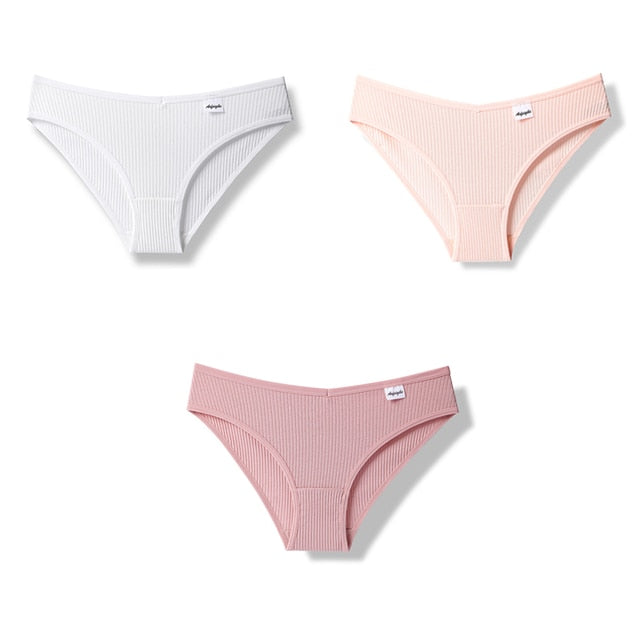 Julexy New 2021 Cotton Sexy Panties for Women Underpants Briefs Underwear Plus Size Pantys Lingerie 3PCS/Set 8 Solid Color