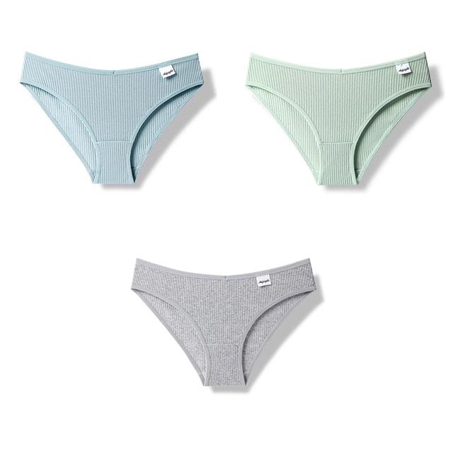 Julexy New 2021 Cotton Sexy Panties for Women Underpants Briefs Underwear Plus Size Pantys Lingerie 3PCS/Set 8 Solid Color
