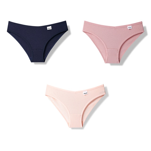 Julexy New 2021 Cotton Sexy Panties for Women Underpants Briefs Underwear Plus Size Pantys Lingerie 3PCS/Set 8 Solid Color