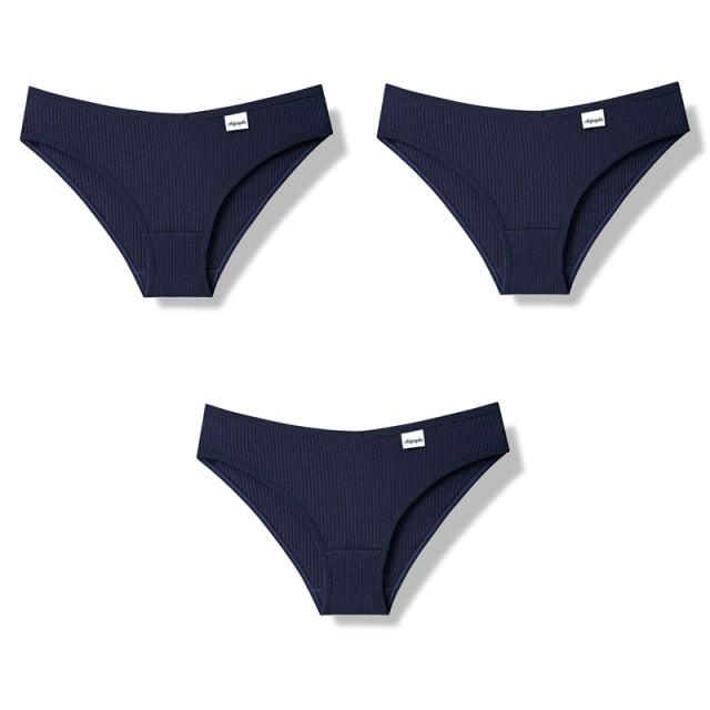 Julexy New 2021 Cotton Sexy Panties for Women Underpants Briefs Underwear Plus Size Pantys Lingerie 3PCS/Set 8 Solid Color